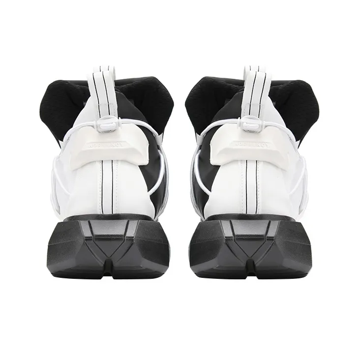 NORVINCY Chunky Sneakers Unisex Low Top Black White-3