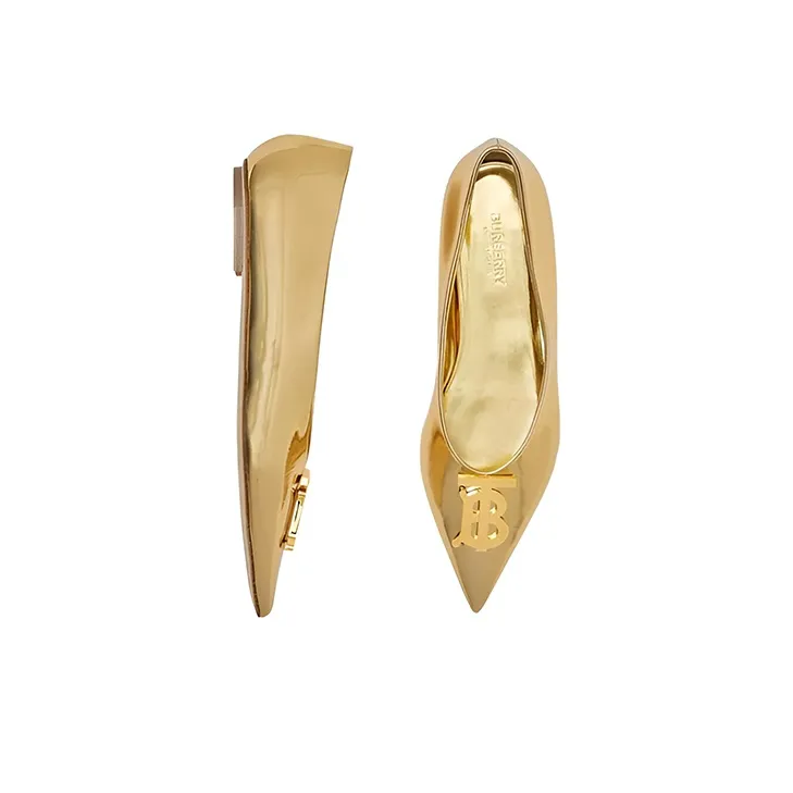 Burberry Logo-plaque Pointed Ballerina Shoes-4