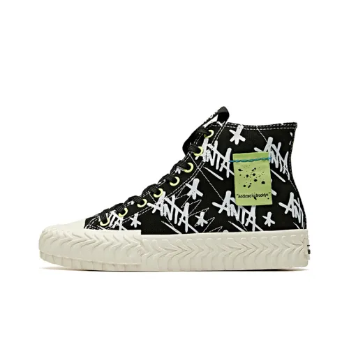 ANTA Canvas Shoes Women's High-Top Black/White