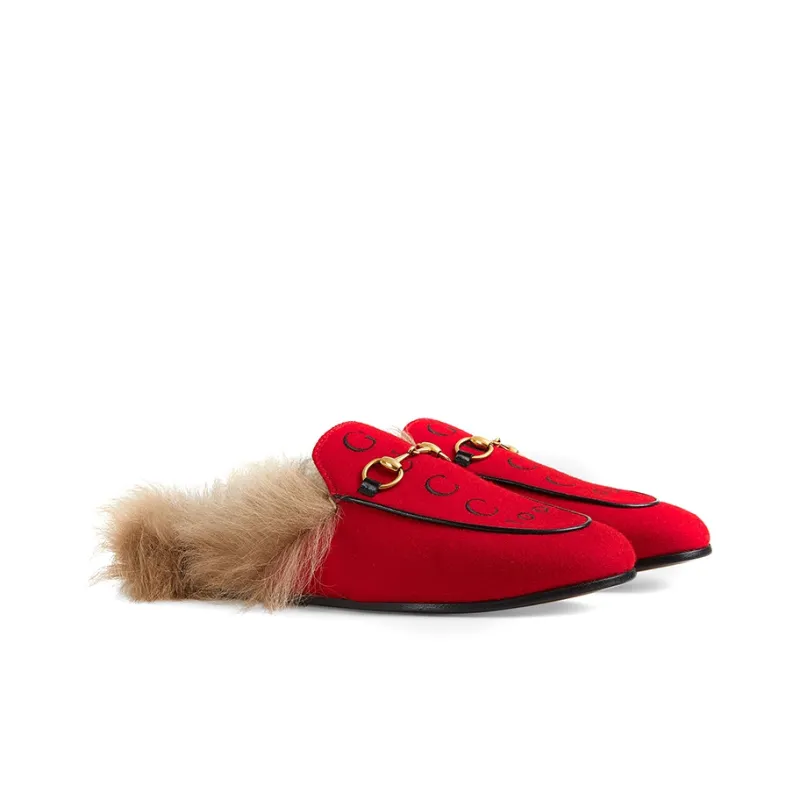 GUCCI 2015 Re Edition Princetown Closed Toe Slippers Women's Red-1