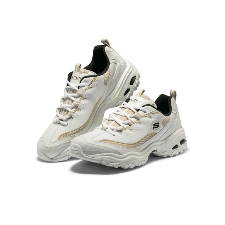 Skechers D'LITES 1.0 Cushioning Abrasion Resistant Breathable Low Top Chunky Sneakers Men's Beige White Yellow-2