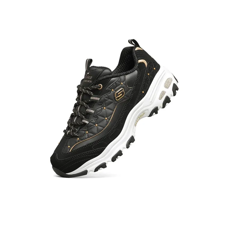 Skechers D'Lites Non slip Wear resistant Shock Absorption Low Top Chunky Sneakers Women's Black-1