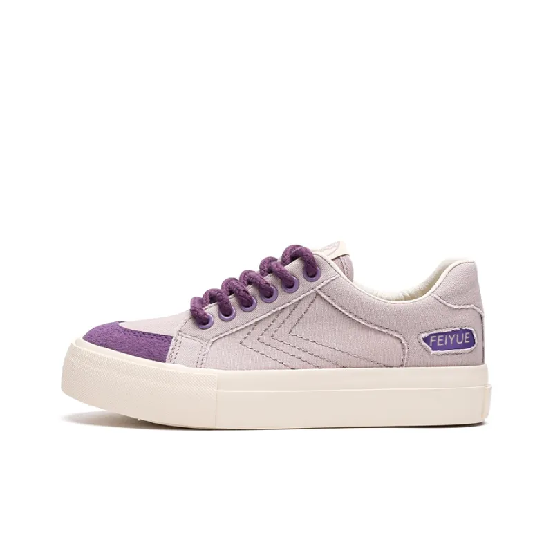 Feiyue Low Top Canvas Shoes Women's Beige Purple Light Pink-0