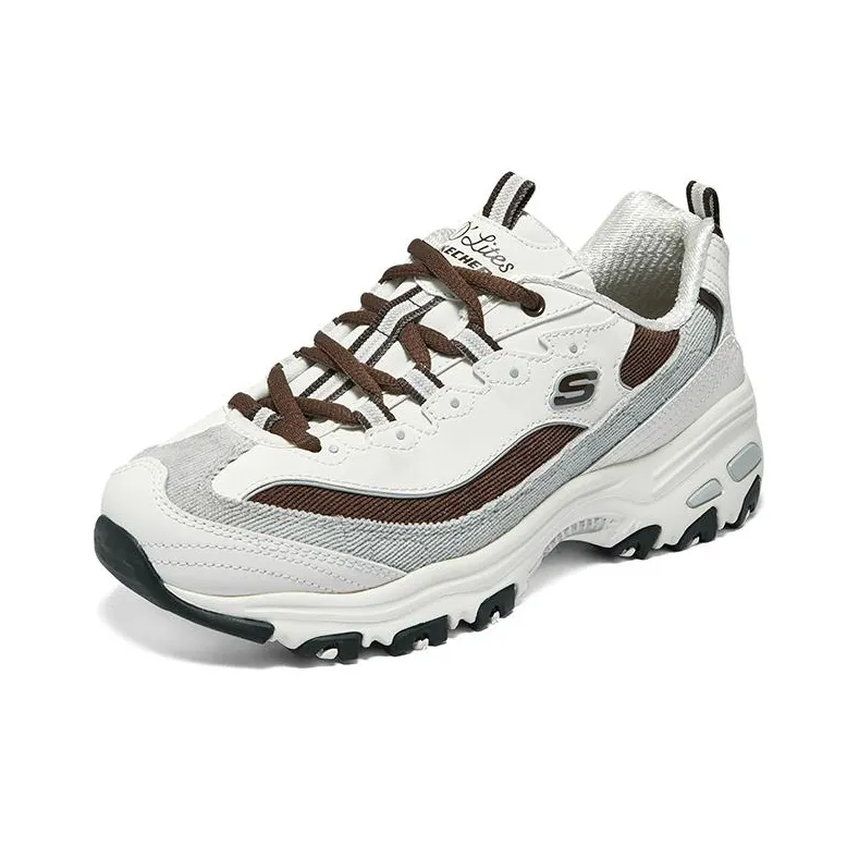Skechers D'Lites 1.0 Shoes 'White Grey Brown' Women's-2