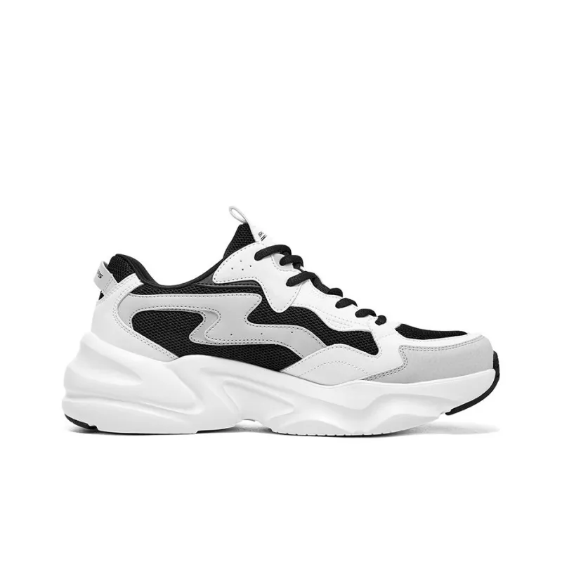 Skechers D'LITES Wear Resistant Low Top Chunky Sneakers Men's Black White-1