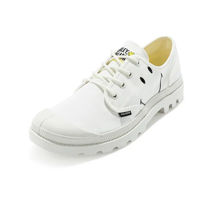 Smiley X Palladium Pampa Canvas Shoes Unisex Low Top White-1