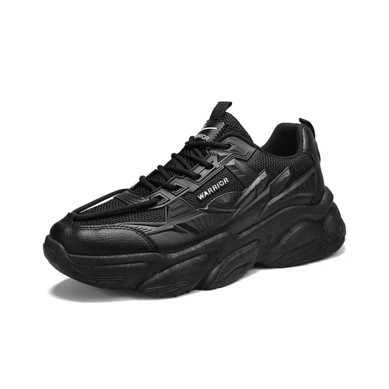 Warrior Mecha Collection Height Increasing Low Top Chunky Sneakers Men's Black Warrior-1