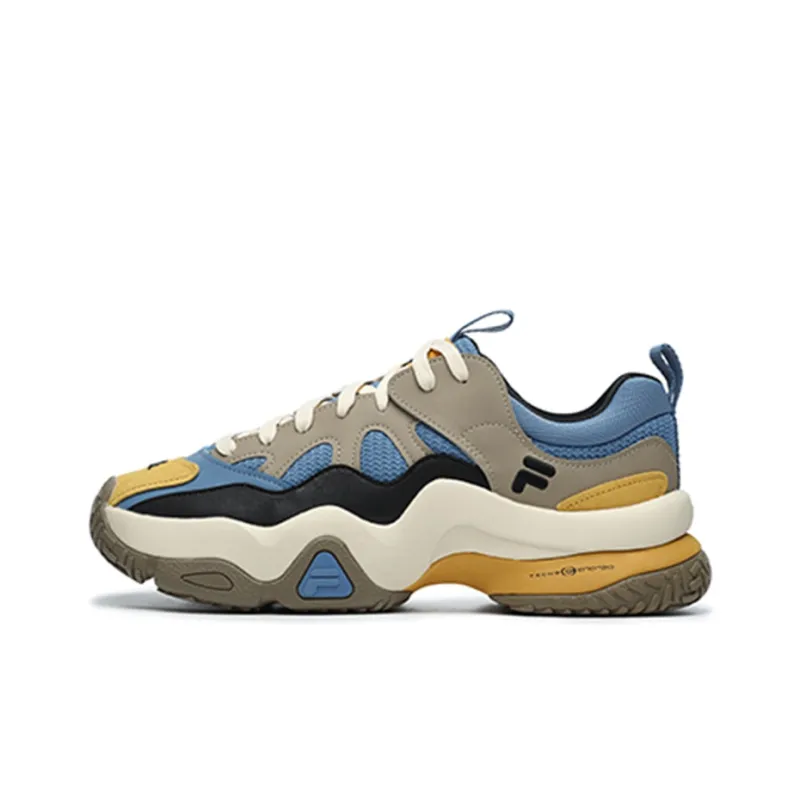 FILA FUSION Scud Cushioning Anti-Slip And Wear-Resistant Low-Top Chunky Sneakers Men's Port Blue-0