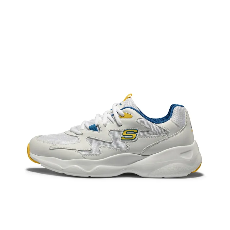 Skechers D'LITES Durable Breathable Low Top Chunky Sneakers Men's White Yellow Blue-0