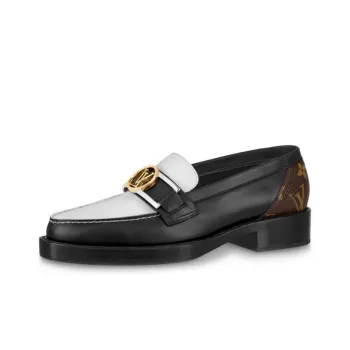 LOUIS VUITTON Academy Flat Loafers 'Black With Monogram Back' Women's