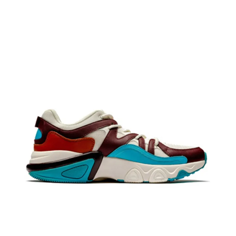 361° Cushioning, Slip Resistant, And Abrasion Resistant Low Top Chunky Sneakers Men's White Brown Blue-1