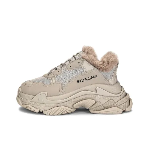 Balenciaga Triple S Fake Fur Beige Women's