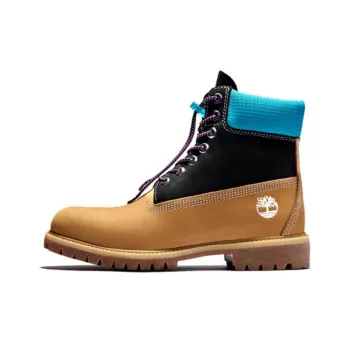 Timberland Premium 6 Inch Waterproof Boots 'Wheat Nubuck With Black And Blue Collar'