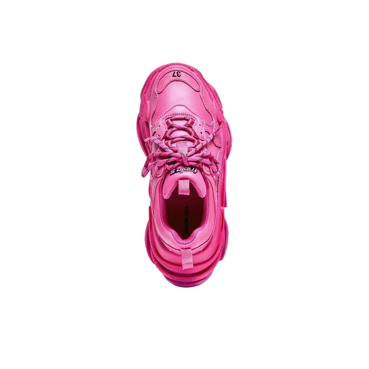 Balenciaga Triple S Faux Leather Dark Pink Women's-3