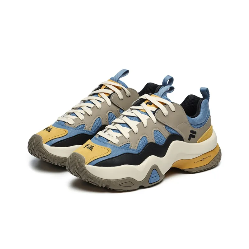 FILA FUSION Scud Cushioning Anti-Slip And Wear-Resistant Low-Top Chunky Sneakers Men's Port Blue-1