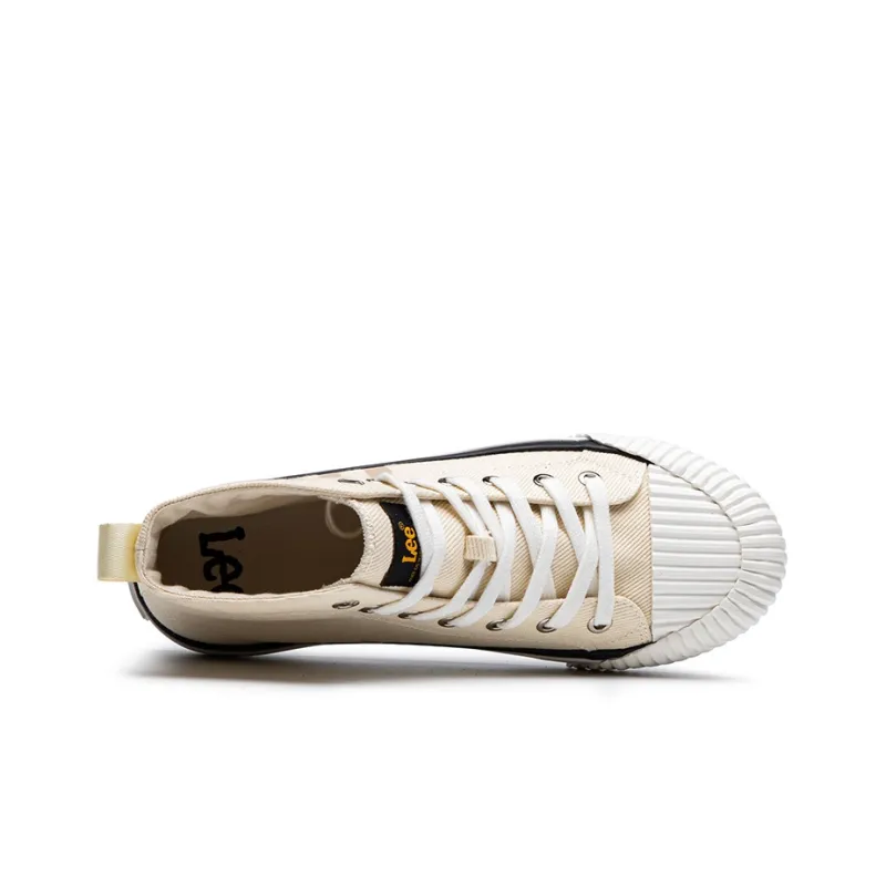 Lee Breathable Lightweight Height Increasing High Top Canvas Shoes Unisex Beige-2