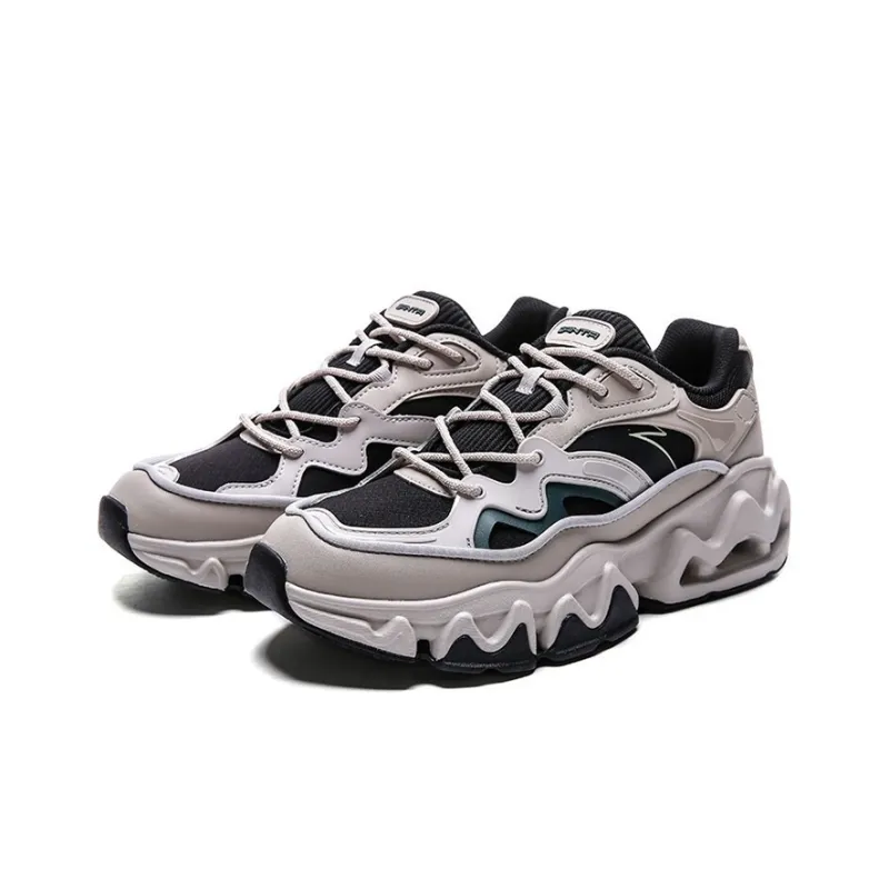 Anta Life Collection Cushioning Slip Resistant Thermal Coverage Low Top Chunky Sneakers Men's Black Gray-1
