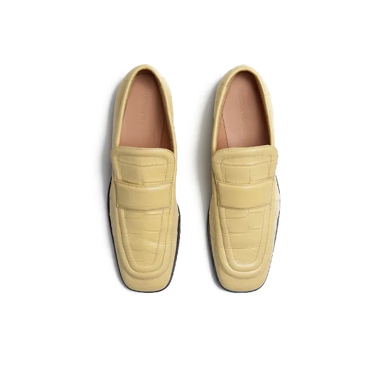 Bottega Veneta Croc-Effect Leather Loafer Yellow Women's-2
