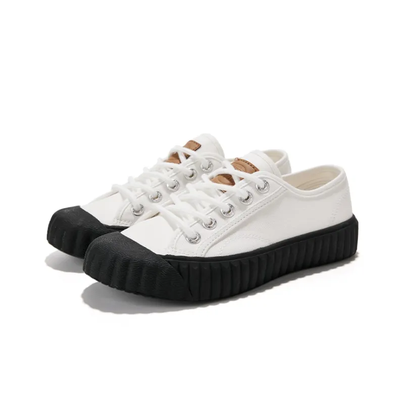 Feiyue Anti-Slip Wear-Resistant Low-Top Canvas Shoes Unisex White Black-3