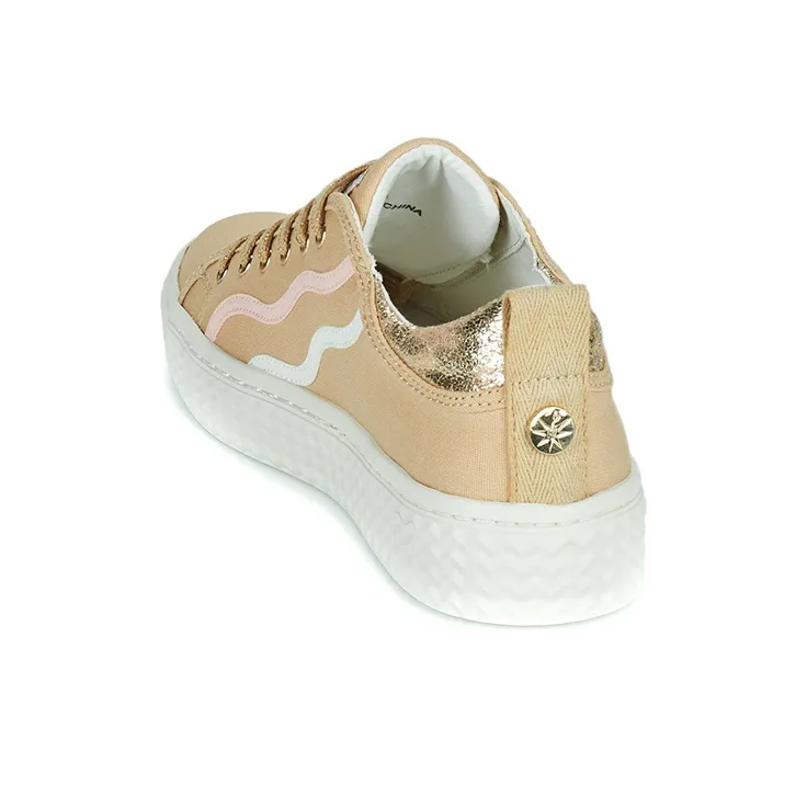 Palladium Anti Slip And Wear Resistant Height Increasing Low Top Canvas Shoes Women's Light Brown-4
