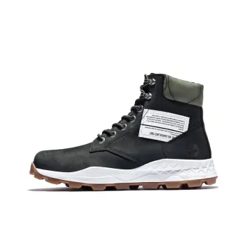 Timberland 6 Inch Brooklyn Side Zip Boots 'Black Nubuck With Green Padded Collar'