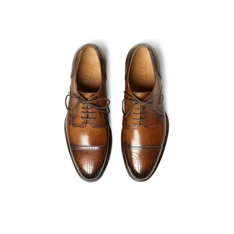GUCCI Dress Shoes Men Low Top Brown-3