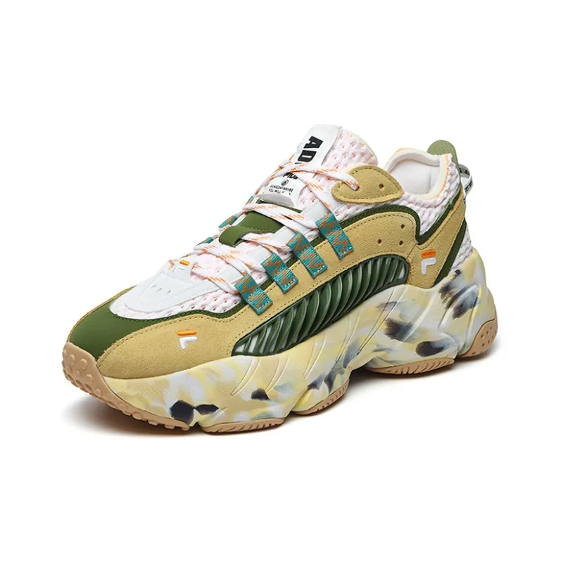 FILA FUSION ADE Reform Cushioning Anti Slip And Wear Resistant Low Top Chunky Sneakers Men's Earth Yellow Green-1