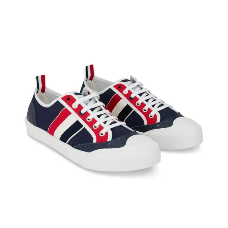 THOM BROWNE Canvas Shoes Men Low Top Navy Blue-2