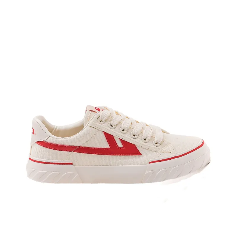 Warrior Ulzzang Trendy Versatile Wear resistant And Lightweight Low Top Canvas Shoes Unisex Beige Red-1