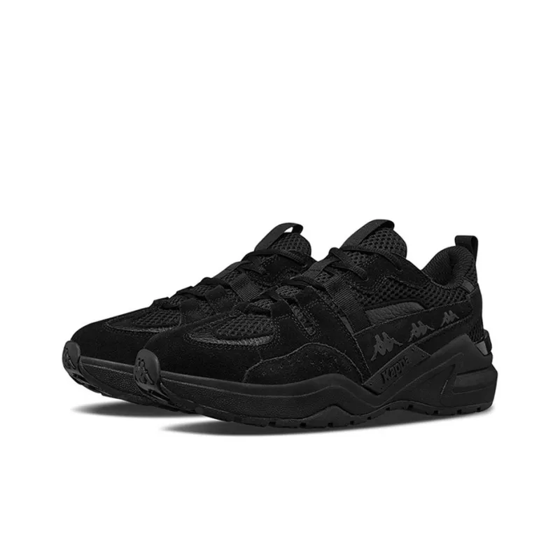 Kappa Label String Cushioning Low Top Chunky Sneakers Unisex Black-2