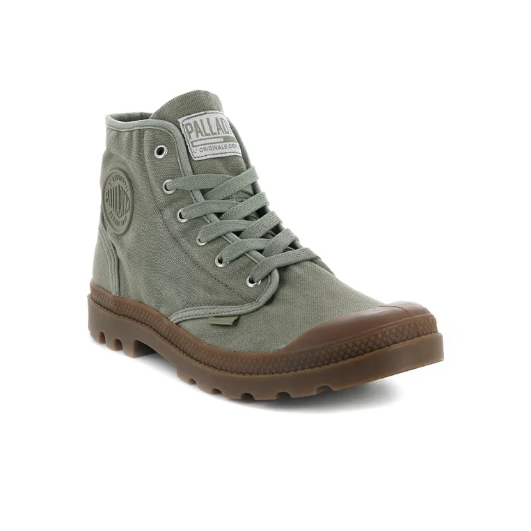 Palladium Pampa Hi Anti-Slip Wear-Resistant High-Top Canvas Shoes Unisex Green Brown-2