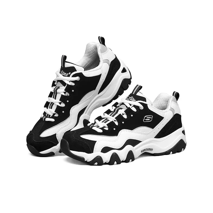 Skechers D'Lites Low Dad Shoes Gs Black/White/Grey Women's-2
