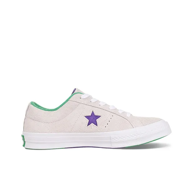 Converse One Star Anti-Slip Wear-Resistant Low-Top Canvas Shoes Unisex Gray Purple-1