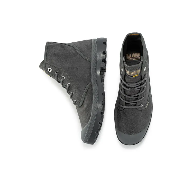 Palladium Pampa Anti Slip Wear Resistant Breathable Water Resistant Cushioning High Top Canvas Shoes Unisex Alloy Gray-3