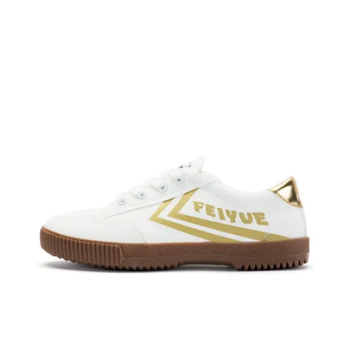 Feiyue Girly Heart Series Canvas Shoes Women's Low-Top White/Gold