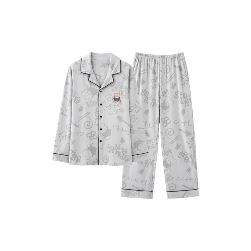 THREEGUN Sq98006 그레이 남성 파자마 세트