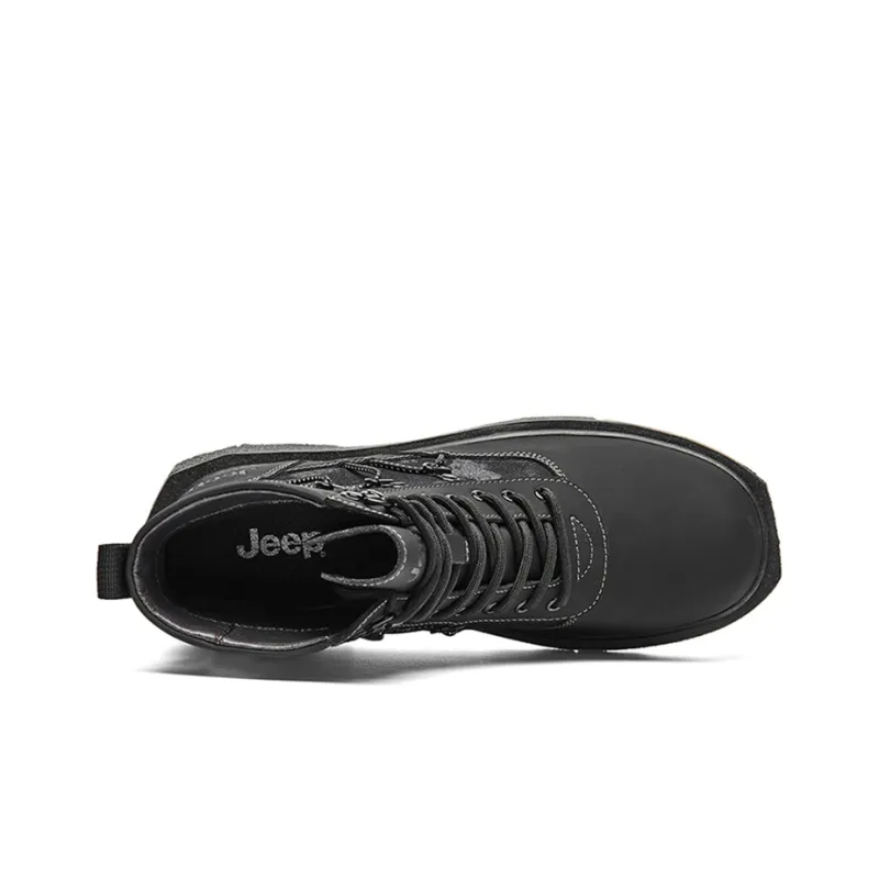 Jeep Short Outdoor Boots Medium Heel Men's Black-3