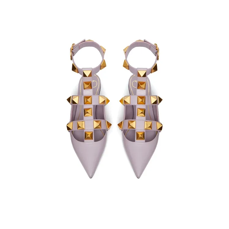 Valentino Roman Stud Garavani Flat Shoes Women's Purple-3