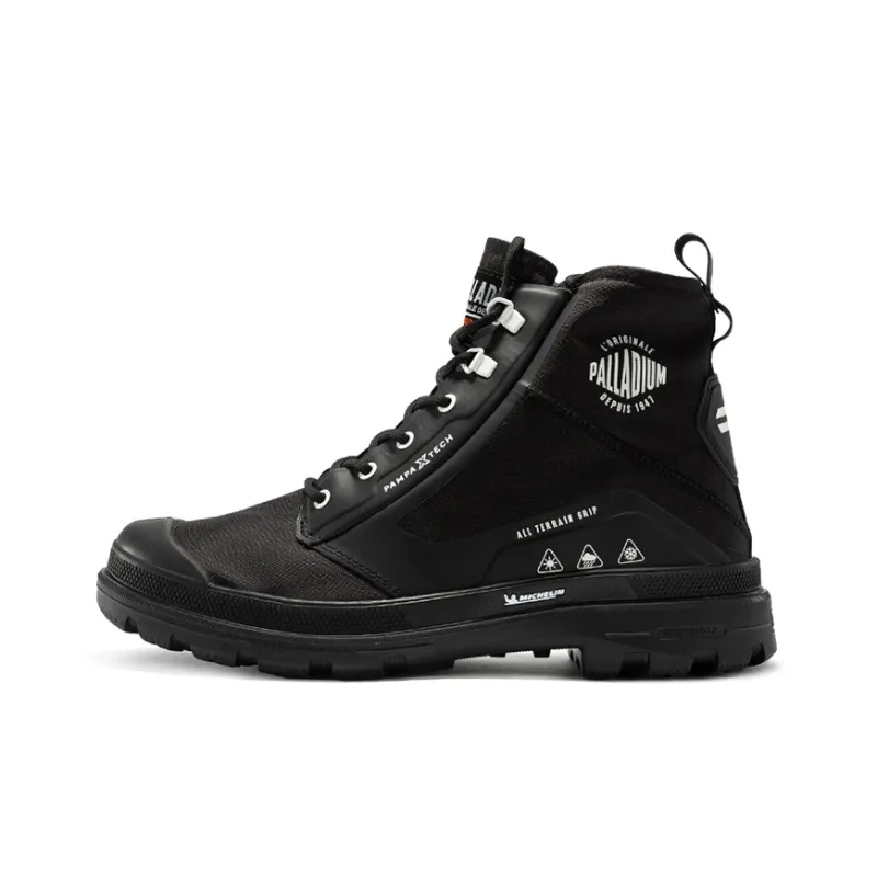 Palladium Pampa Anti-Slip Wear-Resistant Waterproof And Breathable High-Top Canvas Shoes Men's Black-0
