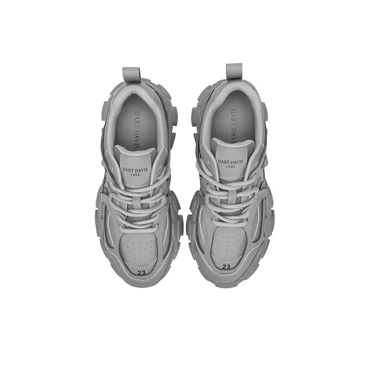 HART DAVIS Deconstructed Style Height Increasing Low Top Chunky Sneakers Unisex Gray-4