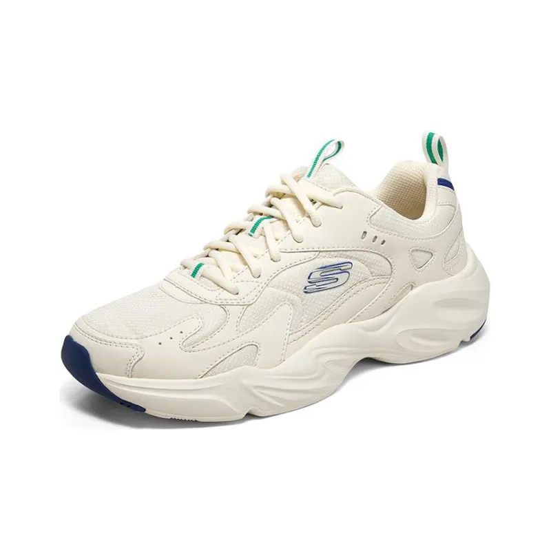 Skechers Stamina Airy D'LITES Cushioning Wear Resistant Low Top Chunky Sneakers Men's White Blue-2