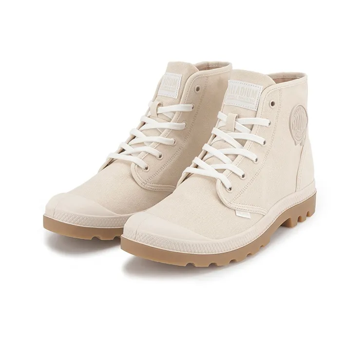 Palladium Pampa HiMcr Wear-Resistant Slip-Resistant High-Top Canvas Shoes Unisex Smoke White Light Brown-1