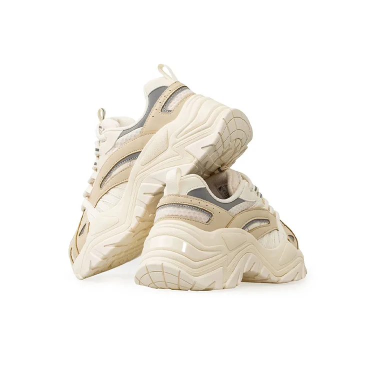 FILA FUSION Fishbone Chunky Sneakers Women's Low Top Beige Yellow-3
