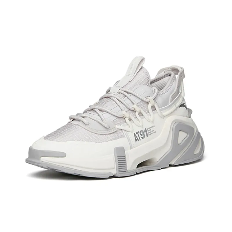 Anta AT91 Anti-Slip Wear-Resistant Breathable Lightweight Low-Top Chunky Sneakers Women's Gray White-2