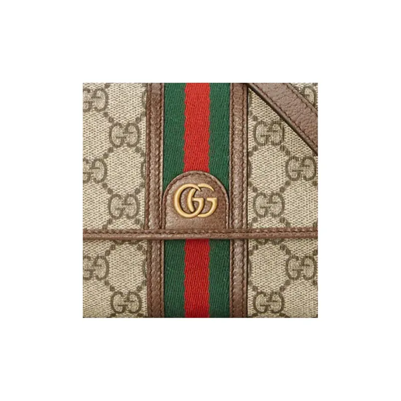 GUCCI Ophidia Leather Trim With Canvas Shoulder Bag Crossbody Bag Mini Unisex Ebony-5