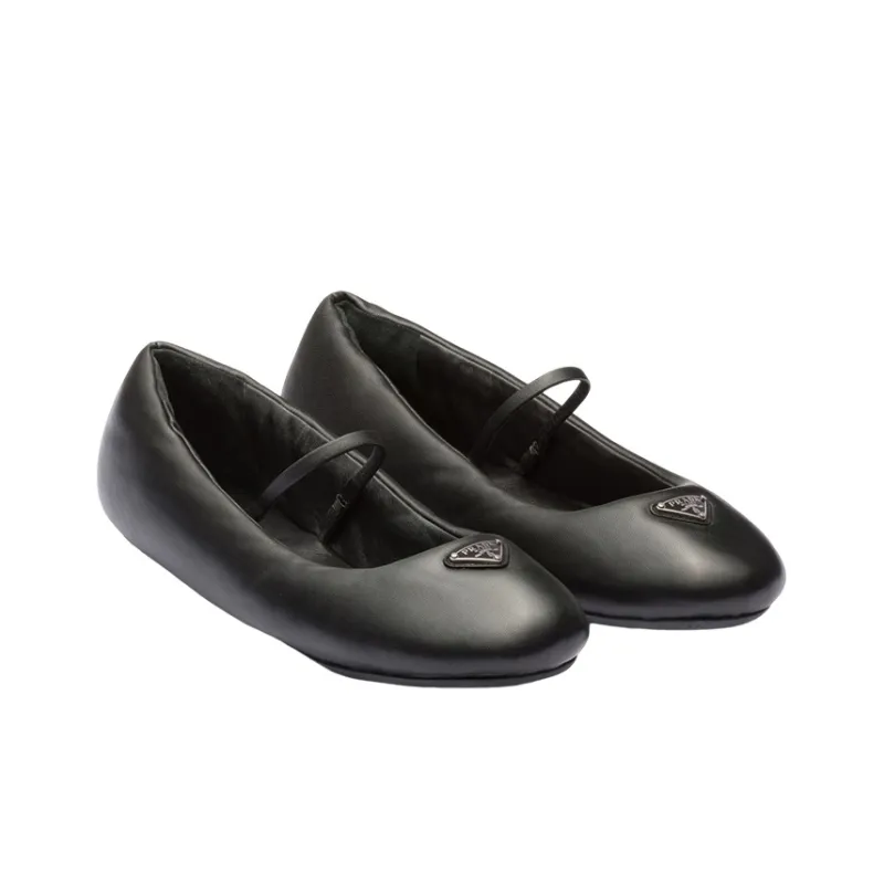 PRADA Soft Padded Ballerinas Flats Black Nappa Leather Women's-1