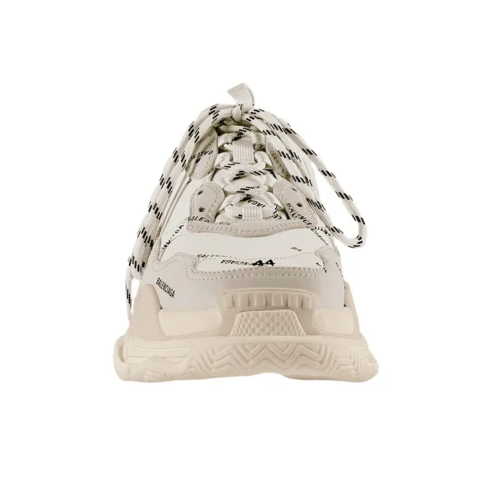 Balenciaga All Over Logo Triple S Beige Black-2