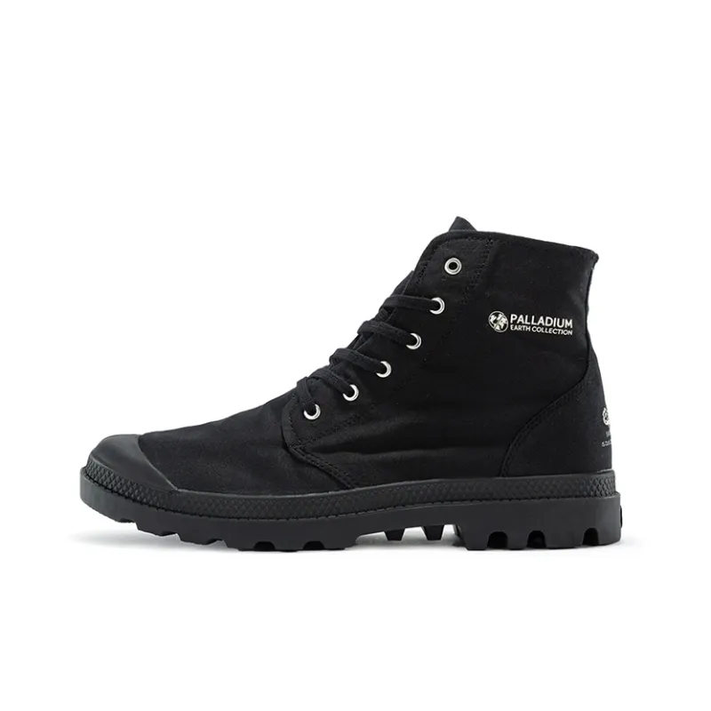 Palladium Pampa Hi Organic II Anti Slip And Wear Resistant Breathable High Top Canvas Shoes Unisex Black-0
