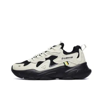 LOTTO Crocodile Teeth Cushioned Slip Resistant Low Top Chunky Sneakers Men's Beige White Black