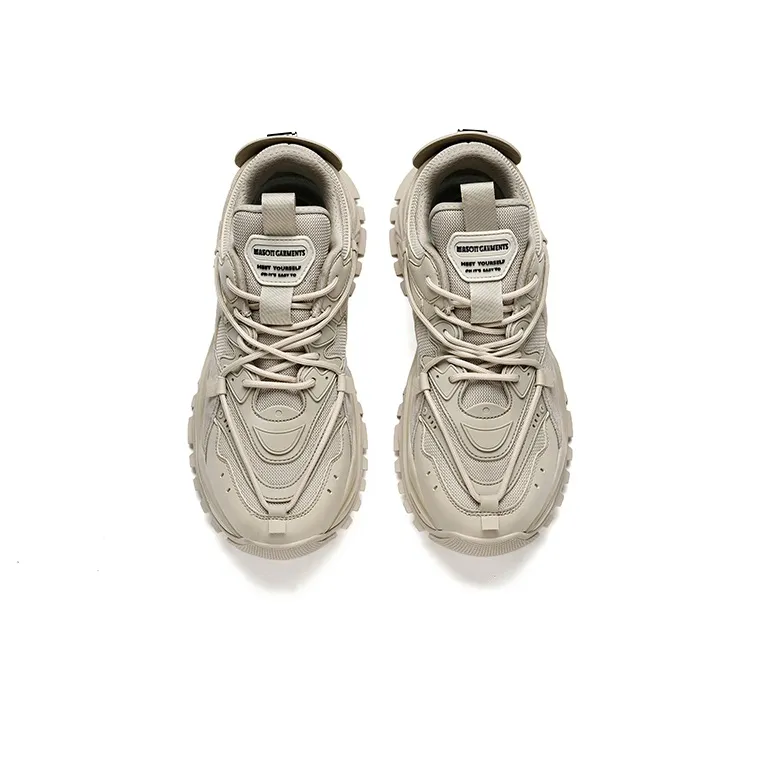 Masongarments Shark Tooth No. 2 Height Increasing Wear Resistant Low Top Chunky Sneakers Unisex Beige-3